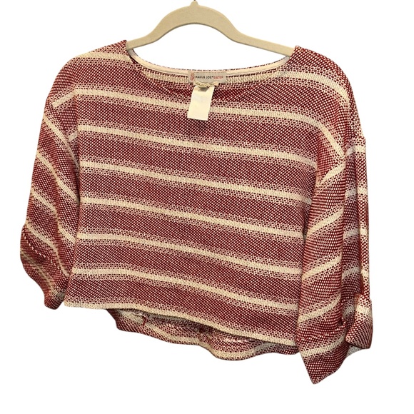 Paul & Joe Sister red cream striped textured crop top 2 HOLIDAY FRANCE - Picture 1 of 4